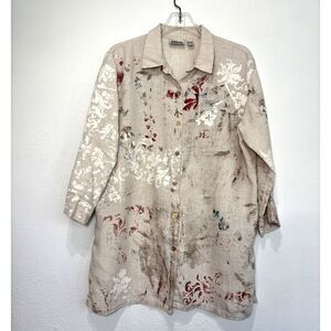 Chico Women Linen Button Up Large Size 2 Casual Beach Coastal Capsule Minimalist